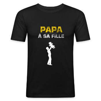 papa à sa fille - T-shirt près du corps Homme - noir - Devant - Nik (191cm)