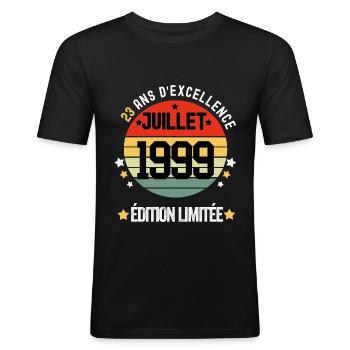 23 ans cadeau anniversaire juillet - T-shirt près du corps Homme - noir - Devant - Nik (191cm)