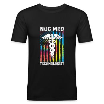 Radiologie Nuklear Atom Nuklearmedizin - Männer Slim Fit T-Shirt - Schwarz - Vorne - Nik (191cm)
