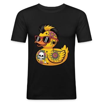 Tatouage Rubber Duck Accessoires de style punk - T-shirt près du corps Homme - noir - Devant - Nik (191cm)