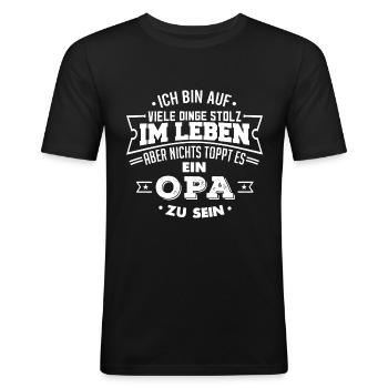 Stolzer Opa Opi Großvater - Männer Slim Fit T-Shirt - Schwarz - Vorne - Nik (191cm)