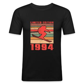 Ski Biathlon Skieur Sports d’hiver Anniversaire 1994 - T-shirt près du corps Homme - noir - Devant - Nik (191cm)
