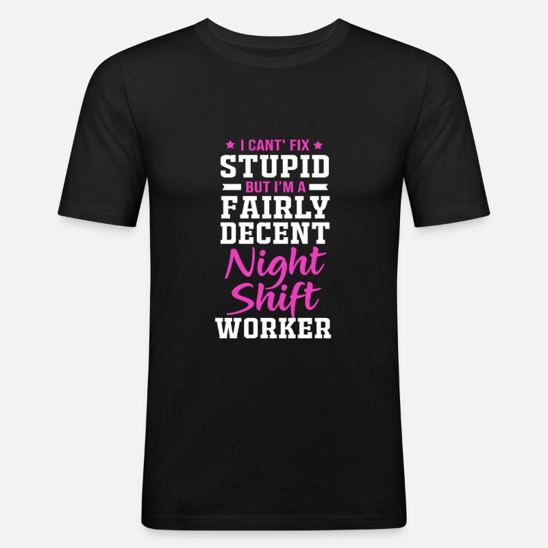 Nachtschicht - Männer Slim Fit T-Shirt - Schwarz