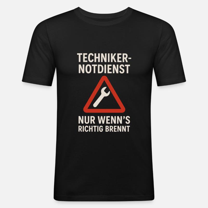 Technikernotdienst mit Warnsymbol - Männer Slim Fit T-Shirt - Schwarz