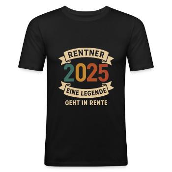Legende geht 2025 in Rente - Männer Slim Fit T-Shirt - Schwarz - Vorne - Nik (191cm)