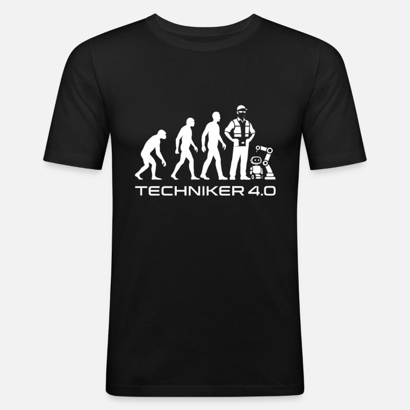 Techniker 4.0 Evolution - Männer Slim Fit T-Shirt - Schwarz