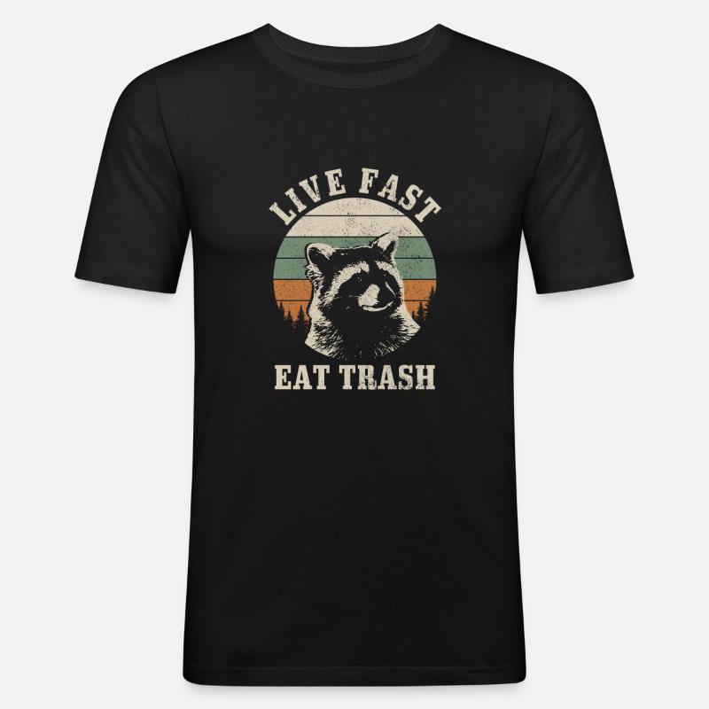 Waschbär Lustig Geschenk - Männer Slim Fit T-Shirt - Schwarz