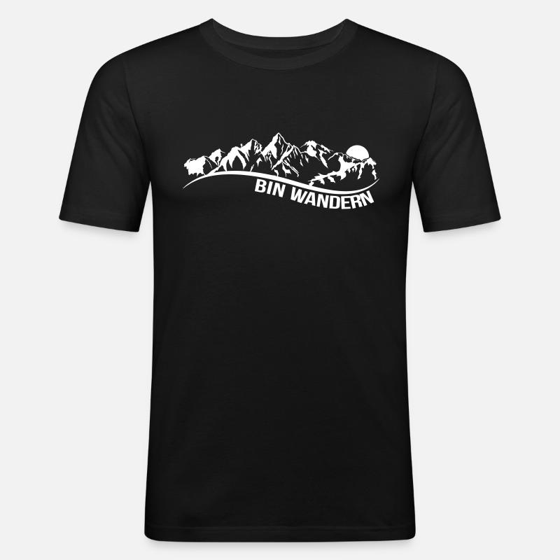 bin wandern - Männer Slim Fit T-Shirt - Schwarz