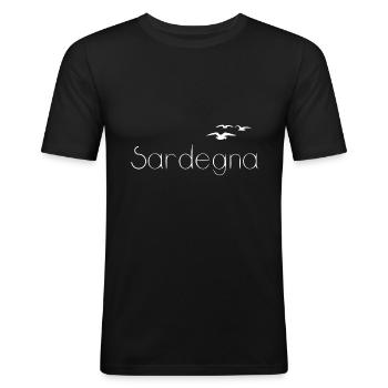 SARDEGNA: Sardinien Italien Urlaub (w) - Männer Slim Fit T-Shirt - Schwarz - Vorne - Nik (191cm)