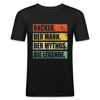 Bäcker Backen Vintage Mann Mythos Legende - Männer Slim Fit T-Shirt - Schwarz - Vorne - Nik (191cm)