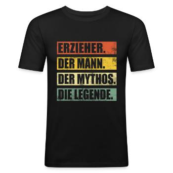 Erzieher Kindergarten Vintage Lustig Spruch - Männer Slim Fit T-Shirt - Schwarz - Vorne - Nik (191cm)