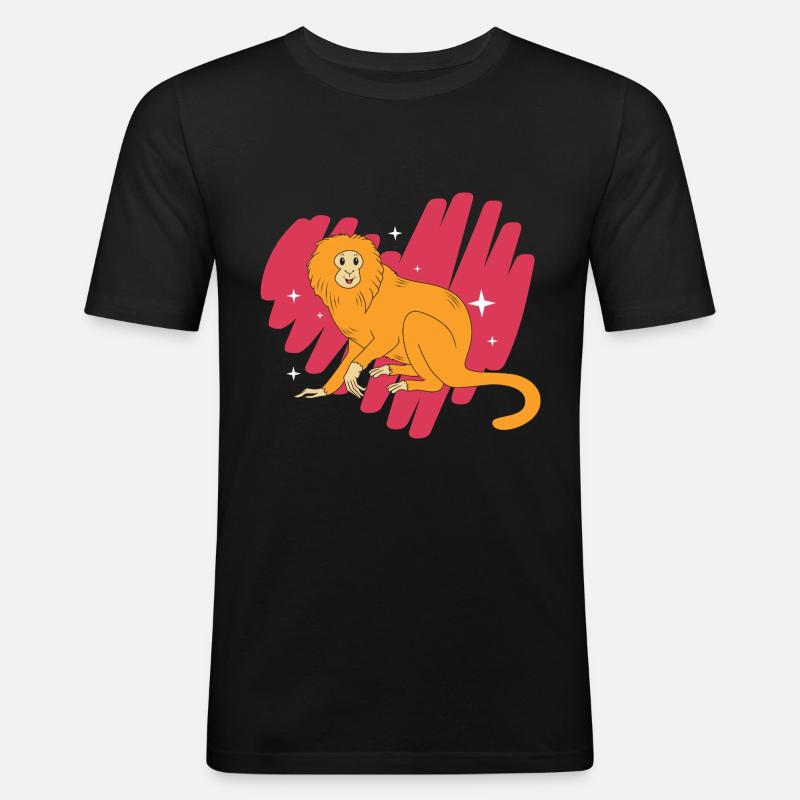 Tamarin Affe - Männer Slim Fit T-Shirt - Schwarz