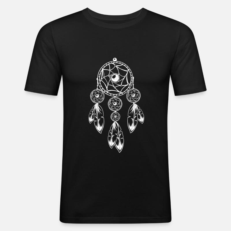 traumfaenger weiss - Männer Slim Fit T-Shirt - Schwarz