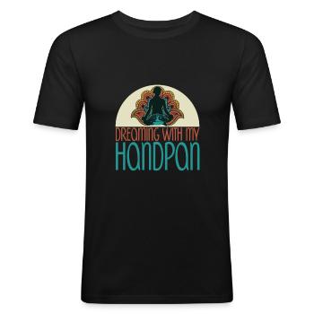 Dreaming With My Handpan Musik Yoga Relax - Männer Slim Fit T-Shirt - Schwarz - Vorne - Nik (191cm)