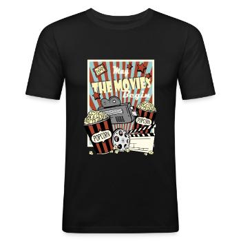 Popcorn Movie Movie Lovers Cinéma - T-shirt près du corps Homme - noir - Devant - Nik (191cm)