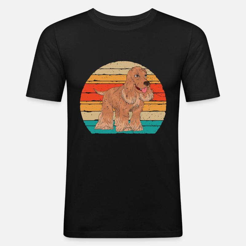 Retro Cocker Spaniel - Männer Slim Fit T-Shirt - Schwarz