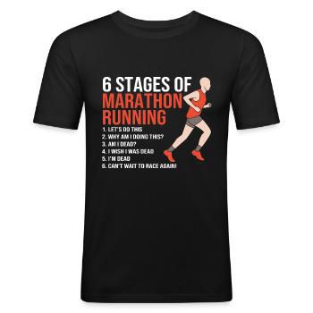 Marathon Halbmarathon Marathonläufer - Männer Slim Fit T-Shirt - Schwarz - Vorne - Nik (191cm)