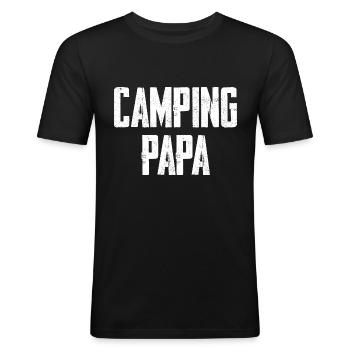 Camping Papa - Männer Slim Fit T-Shirt - Schwarz - Vorne - Nik (191cm)