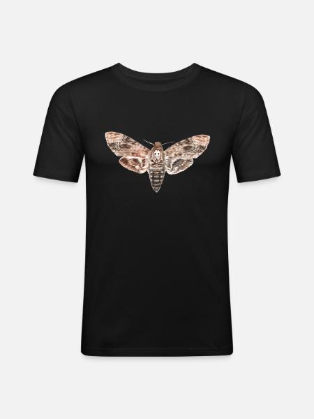Night owls - skull moth - Men's Slim Fit T-Shirt - black