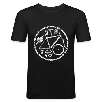 Fahrradkette radfahren Fahrrad - Männer Slim Fit T-Shirt - Schwarz - Vorne - Nik (191cm)