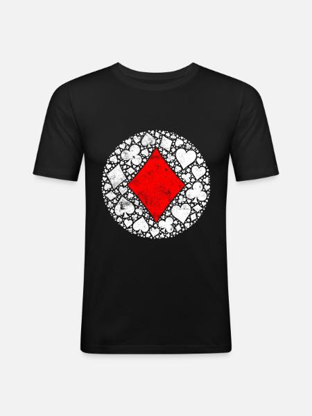 Poker Check Symbol Cards - Men's Slim Fit T-Shirt - black
