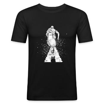 Skateboard Silhouette Skater - Männer Slim Fit T-Shirt - Schwarz - Vorne - Nik (191cm)