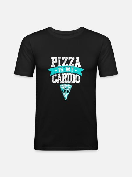 Pizza saying cardio - Men's Slim Fit T-Shirt - black