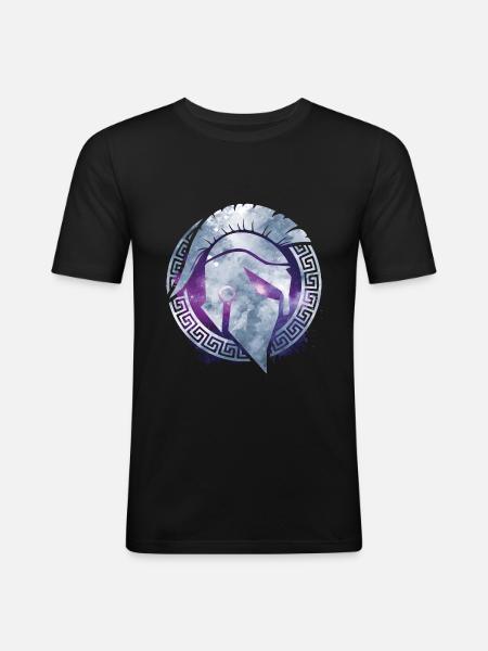 Spartan helmet symbol - Men's Slim Fit T-Shirt - black