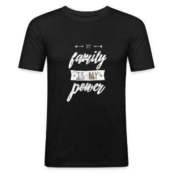 Love Familie Spruch Power - Männer Slim Fit T-Shirt - Schwarz - Vorne - Nik (191cm)