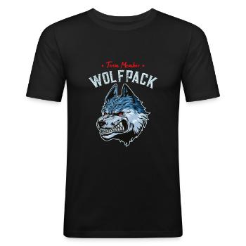 wolf wolfpack team - Men's Slim Fit T-Shirt - black - Front - Nik (191cm)