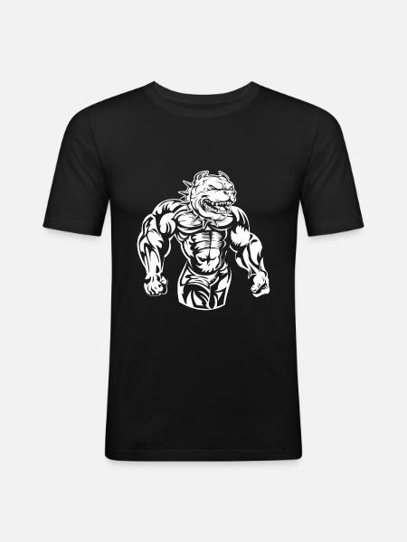 Bulldog muscles power - T-shirt près du corps Homme - noir