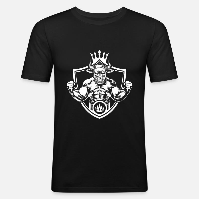Fighter Bulle wappen - Männer Slim Fit T-Shirt - Schwarz