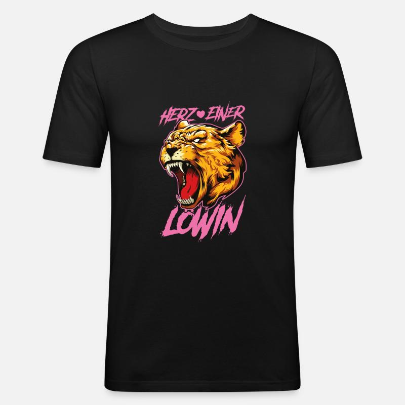Herz einer Löwin - Männer Slim Fit T-Shirt - Schwarz