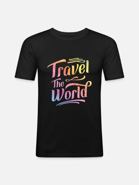 World Travel Travel Vacation - Men's Slim Fit T-Shirt - black