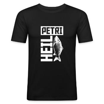 Petri Heil Fischen Angeln - Männer Slim Fit T-Shirt - Schwarz - Vorne - Nik (191cm)