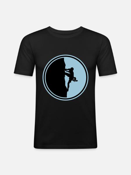 climbing mountaineering silhouette circle - Men's Slim Fit T-Shirt - black