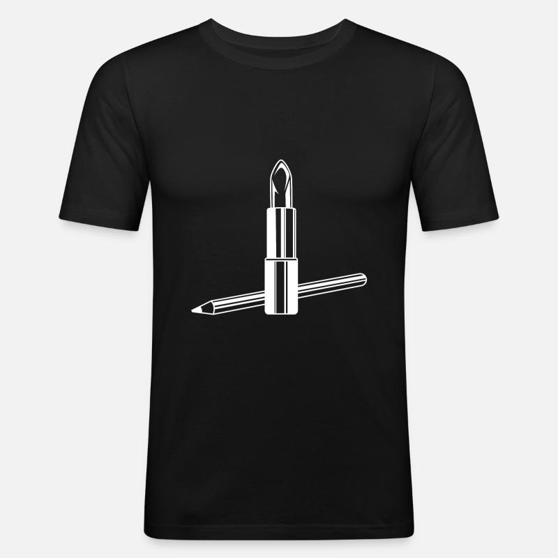 Lippenstift Symbol Make up - Männer Slim Fit T-Shirt - Schwarz