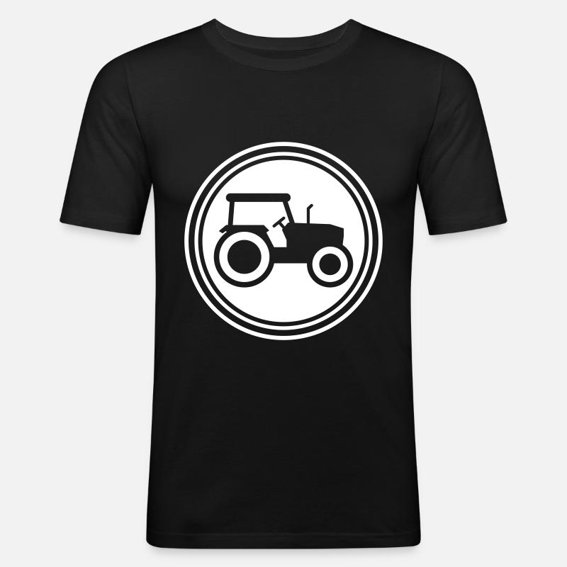 Traktor icon Silhouette - Männer Slim Fit T-Shirt - Schwarz