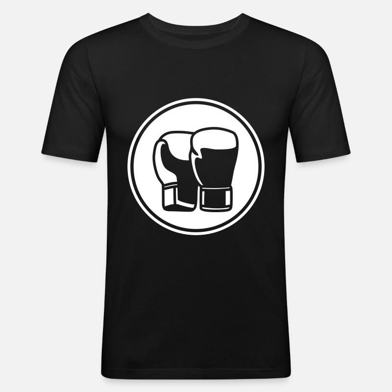 Boxhandschuhe symbol - Männer Slim Fit T-Shirt - Schwarz