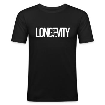 Longévité - Longue durée de vie - T-shirt près du corps Homme - noir - Devant - Nik (191cm)