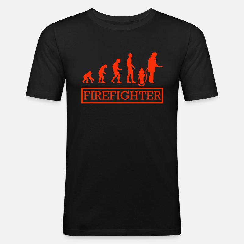Feuerwehr Evolution - Männer Slim Fit T-Shirt - Schwarz