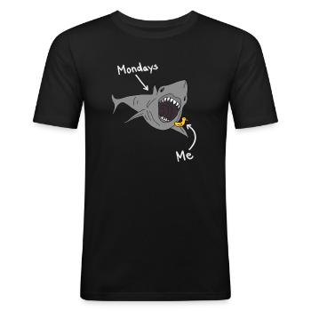 Montag - Lustig für die Arbeit - Männer Slim Fit T-Shirt - Schwarz - Vorne - Nik (191cm)