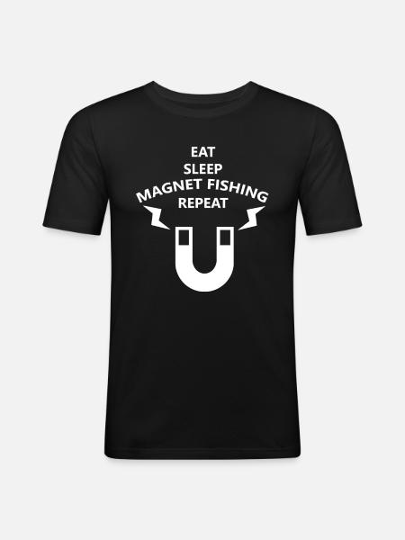 Magnet Fischen - Männer Slim Fit T-Shirt - Schwarz