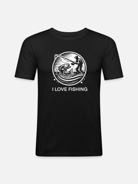 J’adore la pêche - T-shirt près du corps Homme - noir