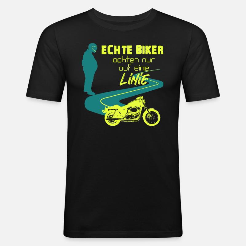 Echte Biker - Motorrad - Männer Slim Fit T-Shirt - Schwarz