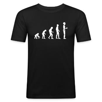 Roboter Evolution - Männer Slim Fit T-Shirt - Schwarz - Vorne - Nik (191cm)