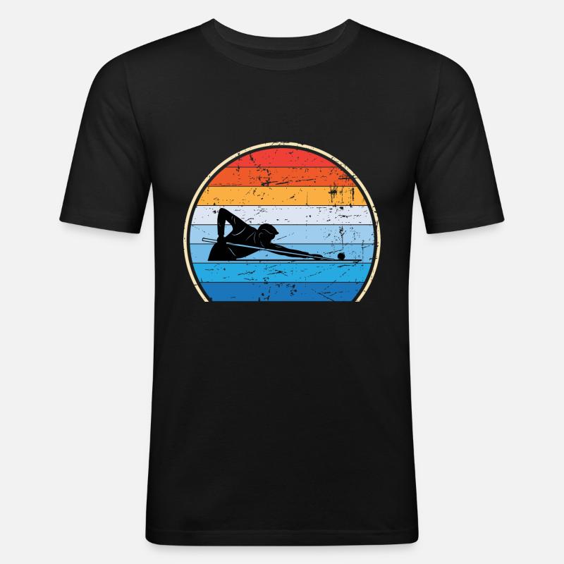 Retro Billard Snooker Pool Billard - Männer Slim Fit T-Shirt - Schwarz