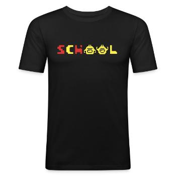 SCHULE ist cool - Männer Slim Fit T-Shirt - Schwarz - Vorne - Nik (191cm)