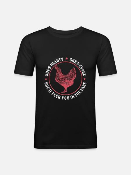 Poule, fermier - T-shirt près du corps Homme - noir