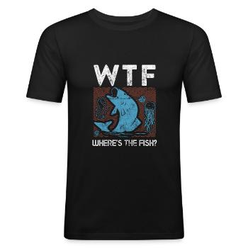 wo ist der fisch - Männer Slim Fit T-Shirt - Schwarz - Vorne - Nik (191cm)